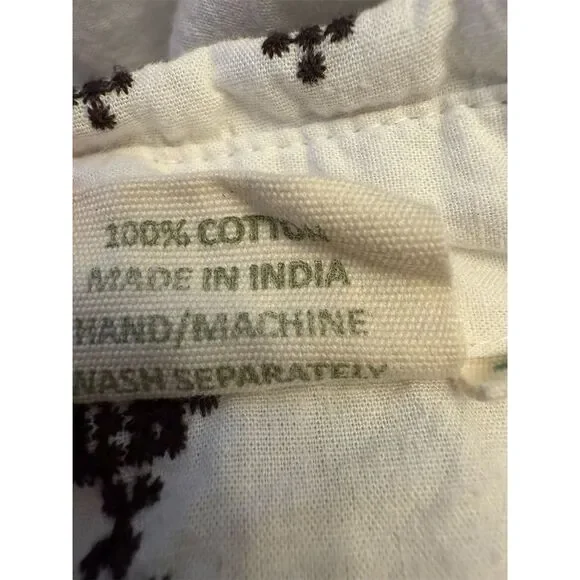 Julia Amory Women's Boho Embroidered Long Sleeve Shirt Dress White Brown Size S - Picture 6 of 8